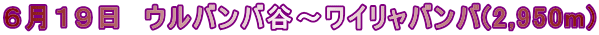 ６月１９日　ウルバンバ谷～ワイリャバンバ(2,950m)